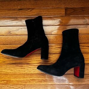 Christian Louboutin Black Suede Calf Boots Heel EU 39 US 8.5